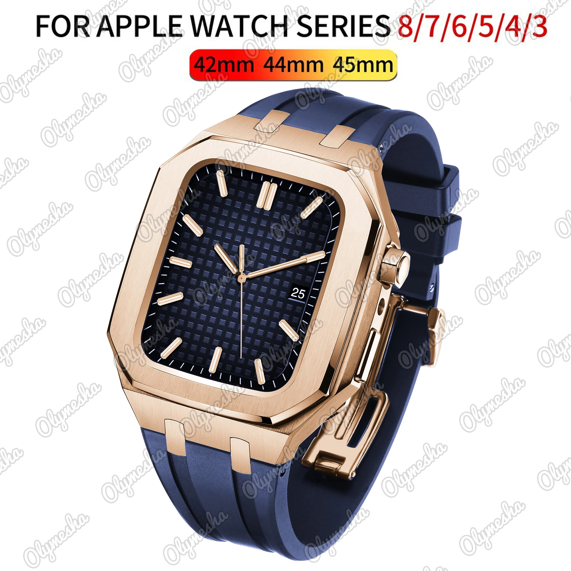 Роскошный женский + ремешок для Apple Watch Band series 8 7 45 мм браслет из нержавеющей стали