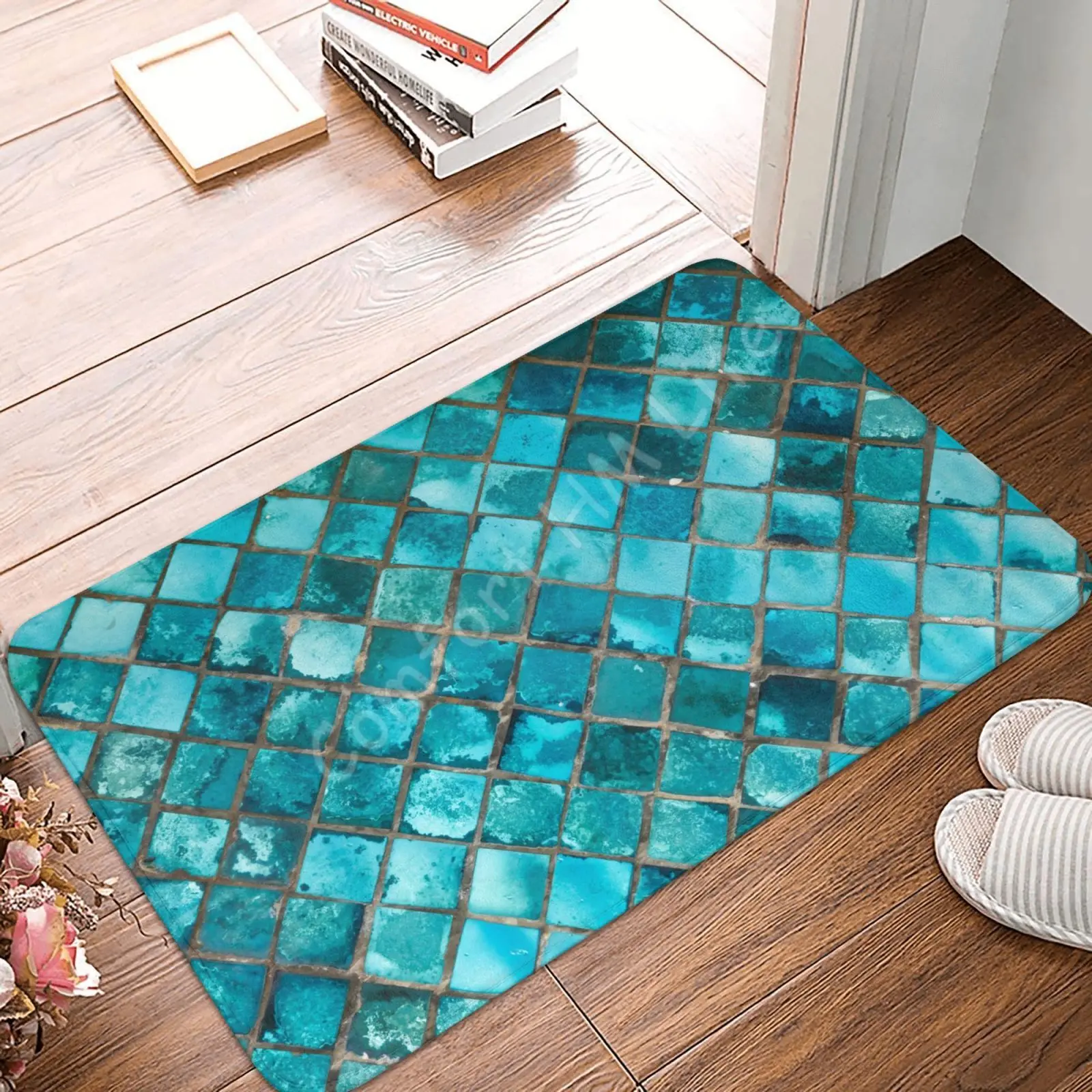 Turquoise Blue 3D Print Doormat Home Decor Indoor Rug Kitchen Bathroom Floor Mats Anti-Slip Entrance Welcome Door Mats Floormat