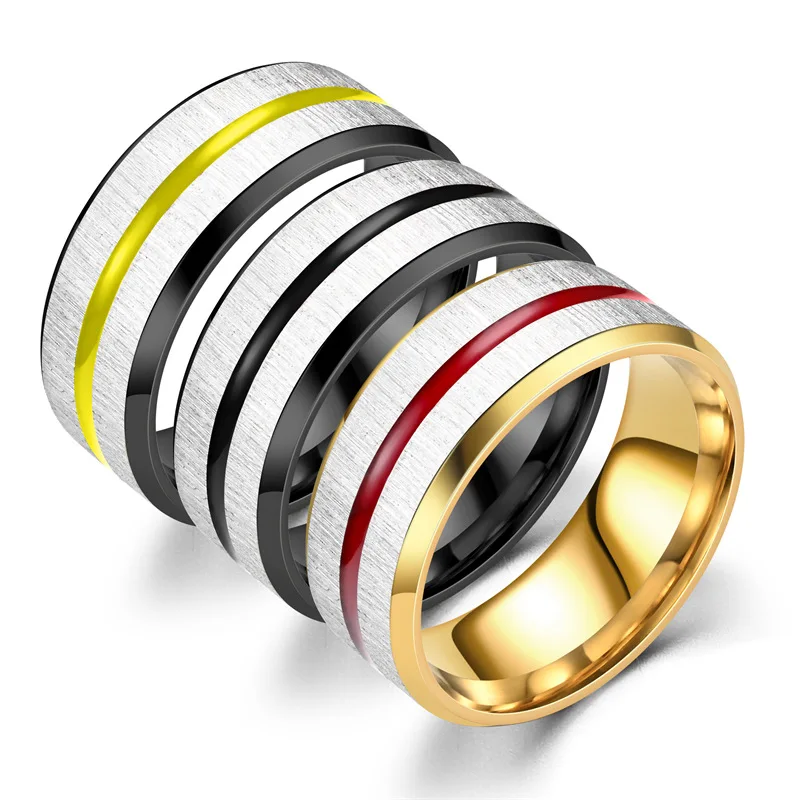 

European and American Hip-hop Titanium Steel Ring Wiredrawing Oil Dripping Two-color Lovers Ring Small Jewelry Wholesale