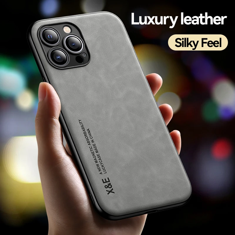 

Ultra Thin Leather Phone Case For iPhone 14 13 Pro Max 12 11 Pro XR X XSMax 7 8 Plus Shockproof Car Magnetic Business Back Cover