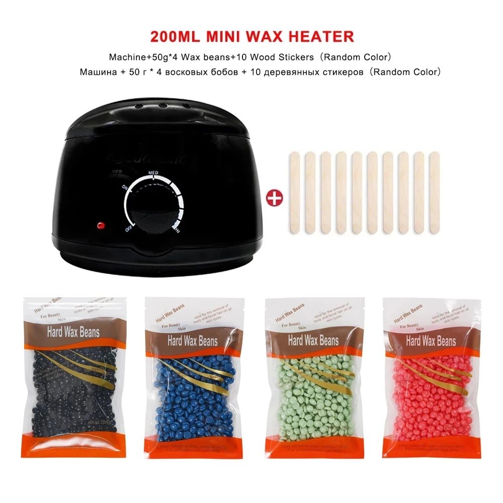 

Hair Removal Wax-melt Machine Heater 200ml Wax Beans Wood Stickers Hair Removal Machine Waxing Kit Calentador de cera Wax Melter