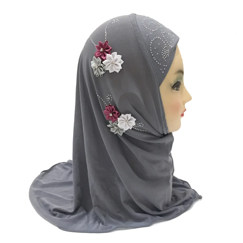Fashion Plain Islamic Underscarf Children Stretch Spandex Soft Muslim Cap Bonnet Flower Girl Inner Hijab Cool thin section