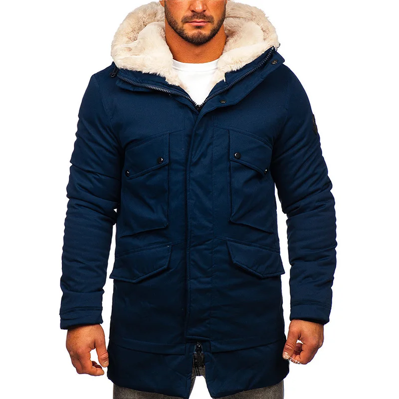 2022 New Casual Fleece Hooded Thickened Jacket Cotton Padded Mens Parkas Autumn Winter Male Coats Ropa De Invierno Para Hombre