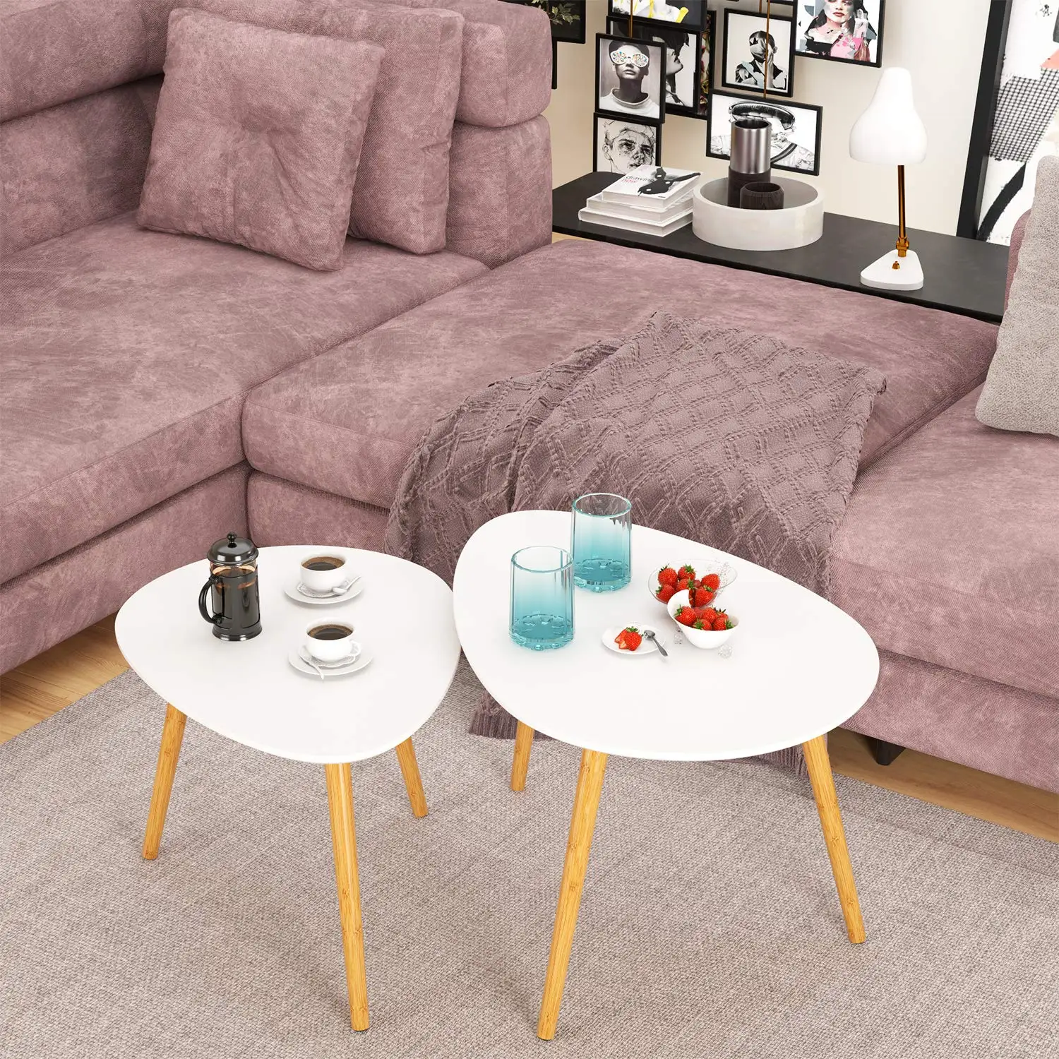 

Homfa Nesting Coffee Dining Table Side Table Durable for Home and Office Indoor Decor