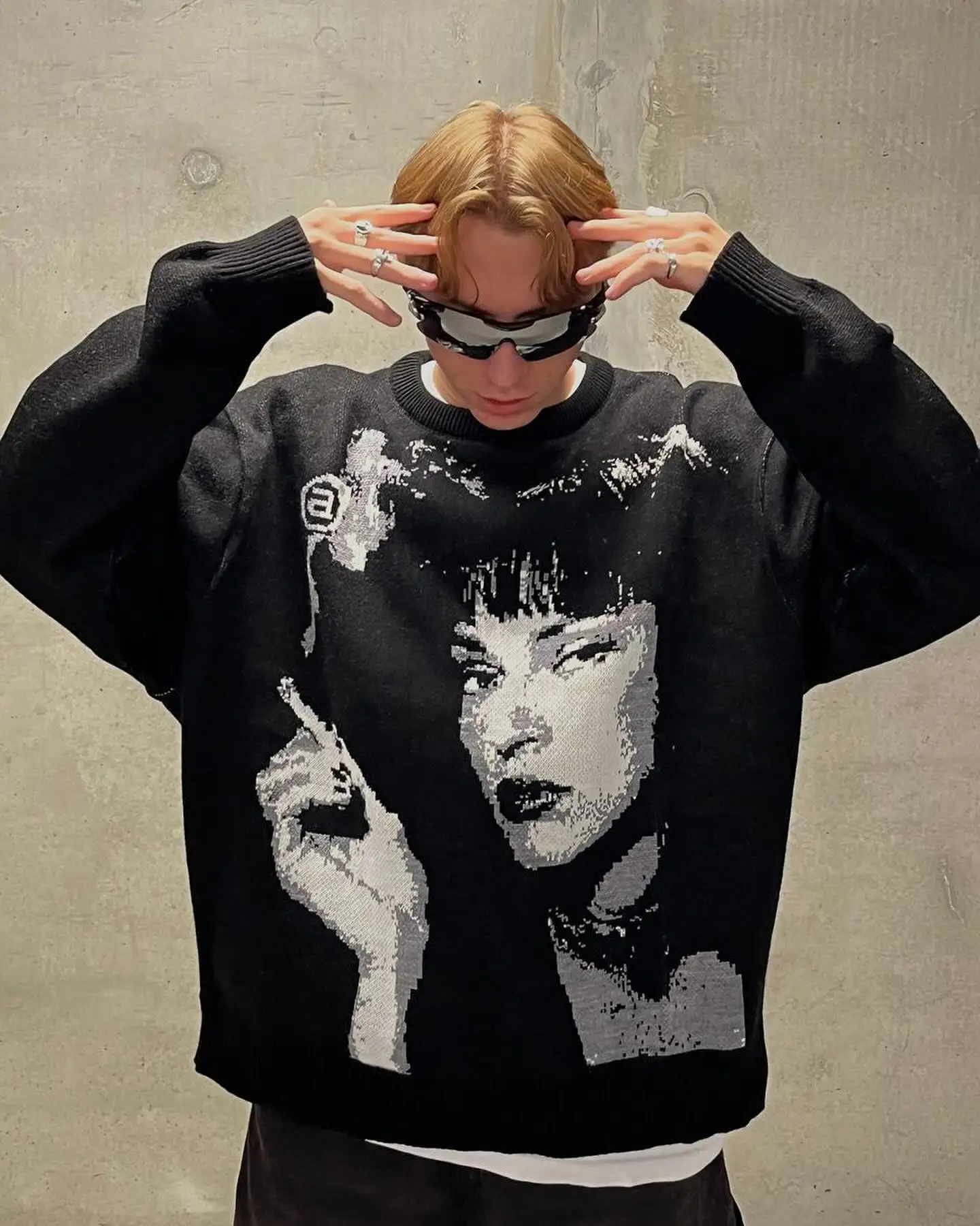 

Y2K Clothes Men's Warm Quality Knitted Cartoon Pattern Sweater Women's Pullover Streetwear Winter Fairy Grunge Punk Vintage Top