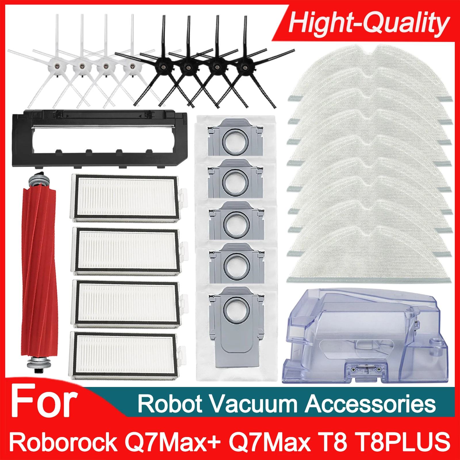 XiaoMi Roborock Q7 Max MAX + Q7MAX Plus T8 Запасные части для пылесоса: фильтр роликовая/боковая