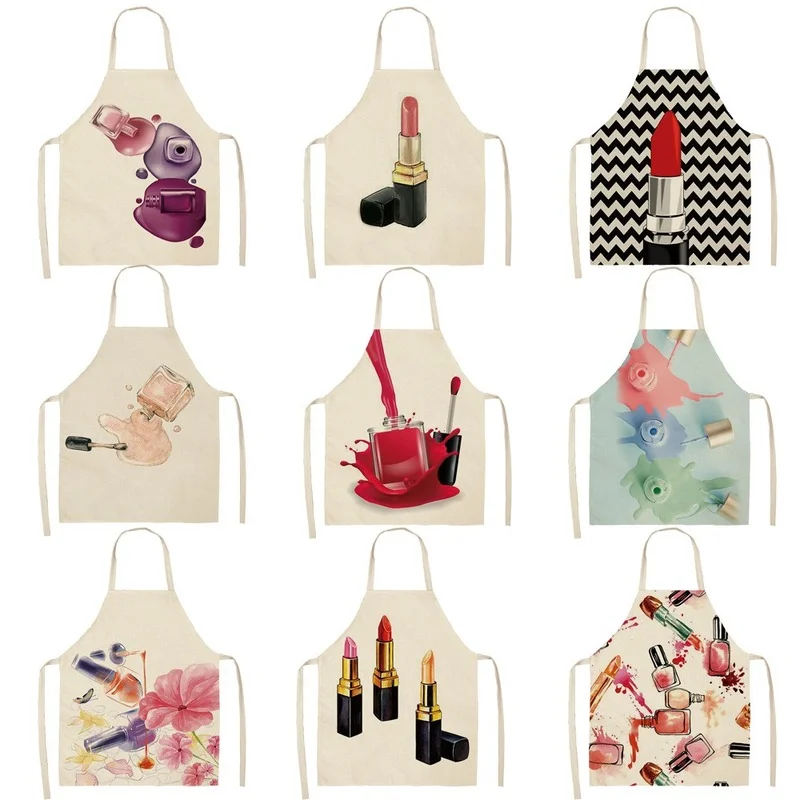 

Cosmetics Series Apron Kitchen Baking Accessories Korean Kitchen Supplies Aprons for Woman Coffee Shop Accessories Linen Apron