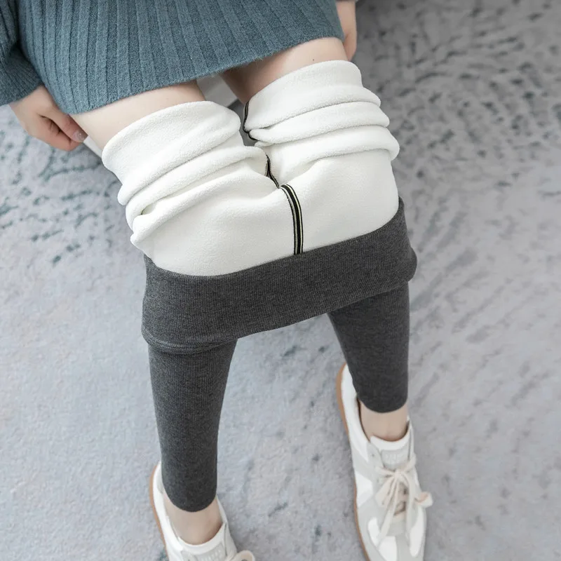 Зимние леггинсы женские теплые брюки однотонные бархатные эластичные с высокой