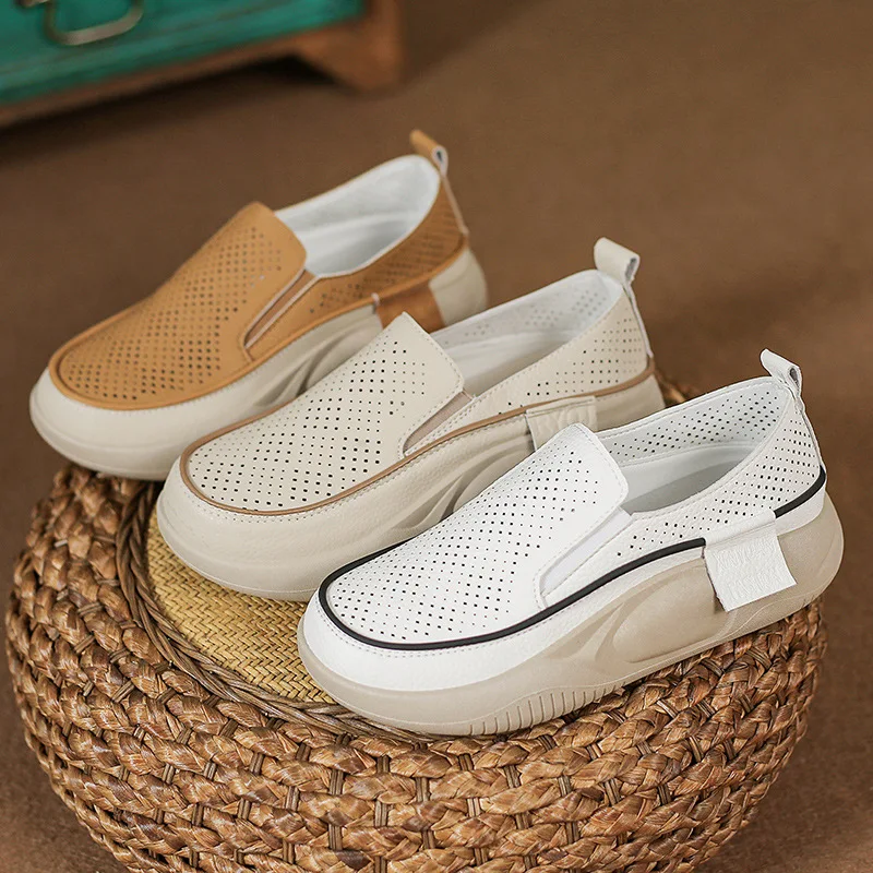 

Womens Loafers Shoes Tennis Female Casual Sneaker Modis Round Toe Clogs Platform Slip-on Breathable 2023 Small New Creepers Fret