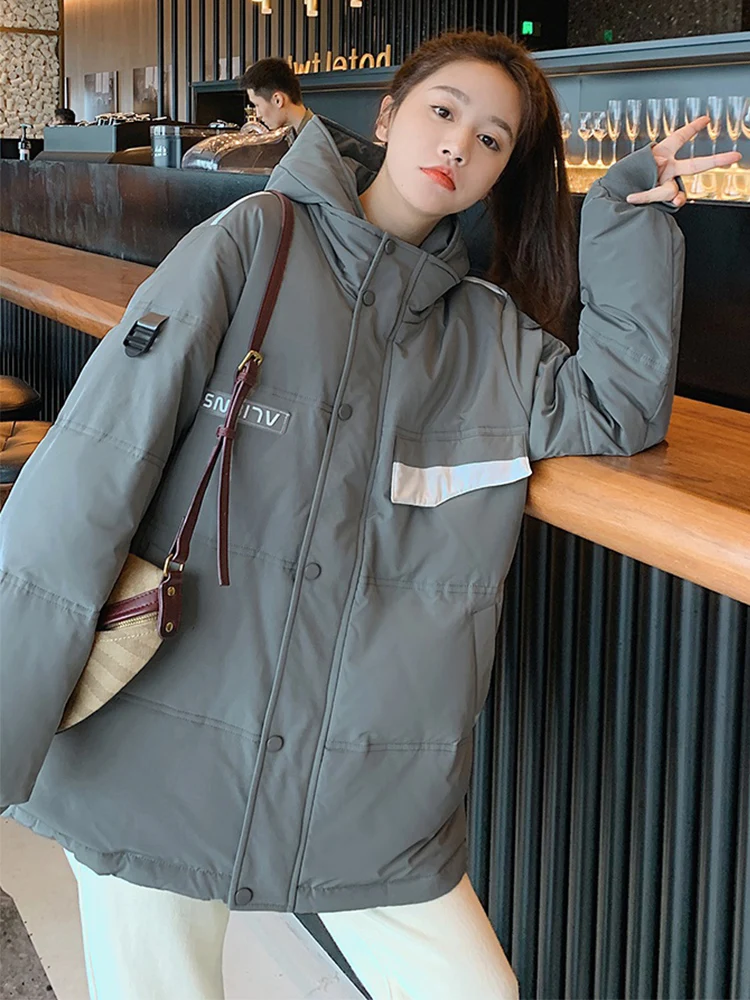 Oversized White Duck Down Women Winter Warm Jacket Hooded Solid Fashion Female Coat Short Parka Thicken Snow Wear