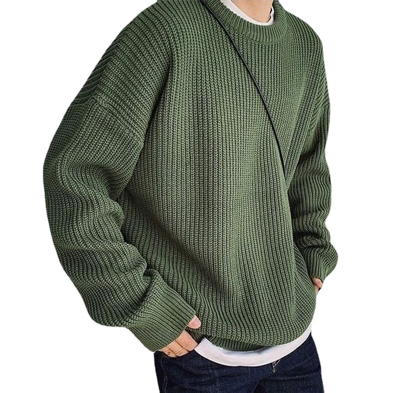 

2022 New Men's Warm solid color sweater loose Knitted Pullovers Tops Male Long Sleeve Autumn Winter Sweaters oversized S-3XL