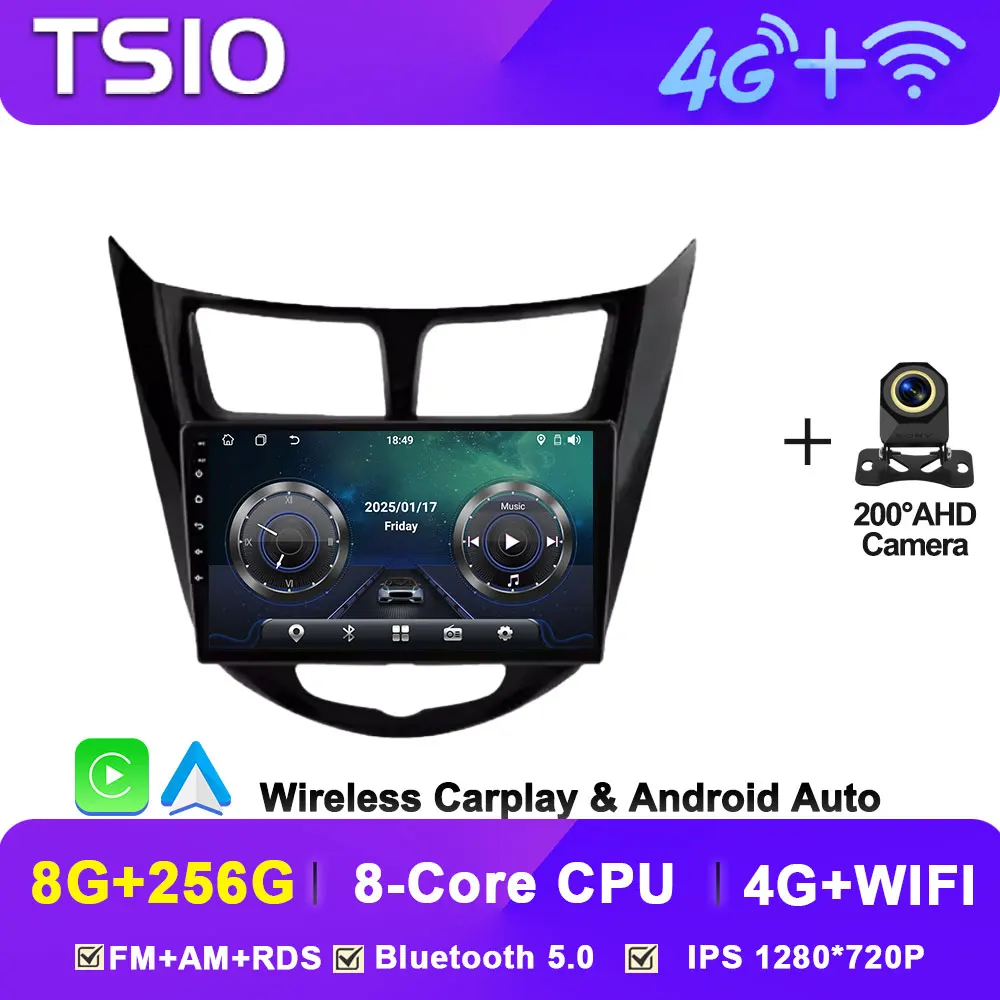 

Автомобильный мультимедиа для Hyundai Solaris Verna Accent 1 2010-2016 Android 15 Автомобильный радиоприемник с сенсорным экраном GPS BT 5G Wi-Fi Зеркальное звено 2 Din