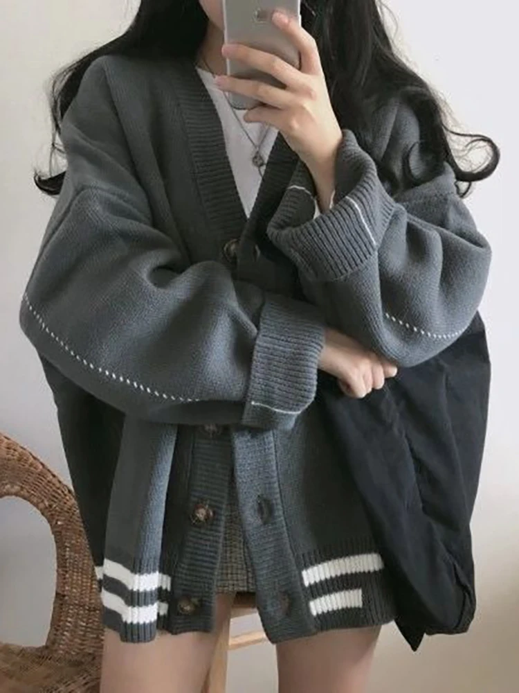 

Cardigan Women Winter Warm Sweater Ladies Solid Single Breasted Coat Female V Neck Long Sleeve Top Casual Outerwear Pull Femme
