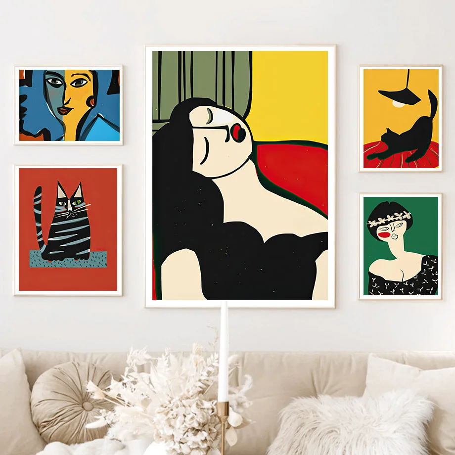 Абстрактная Женская Корона из цветов для девочки винтажная настенная живопись