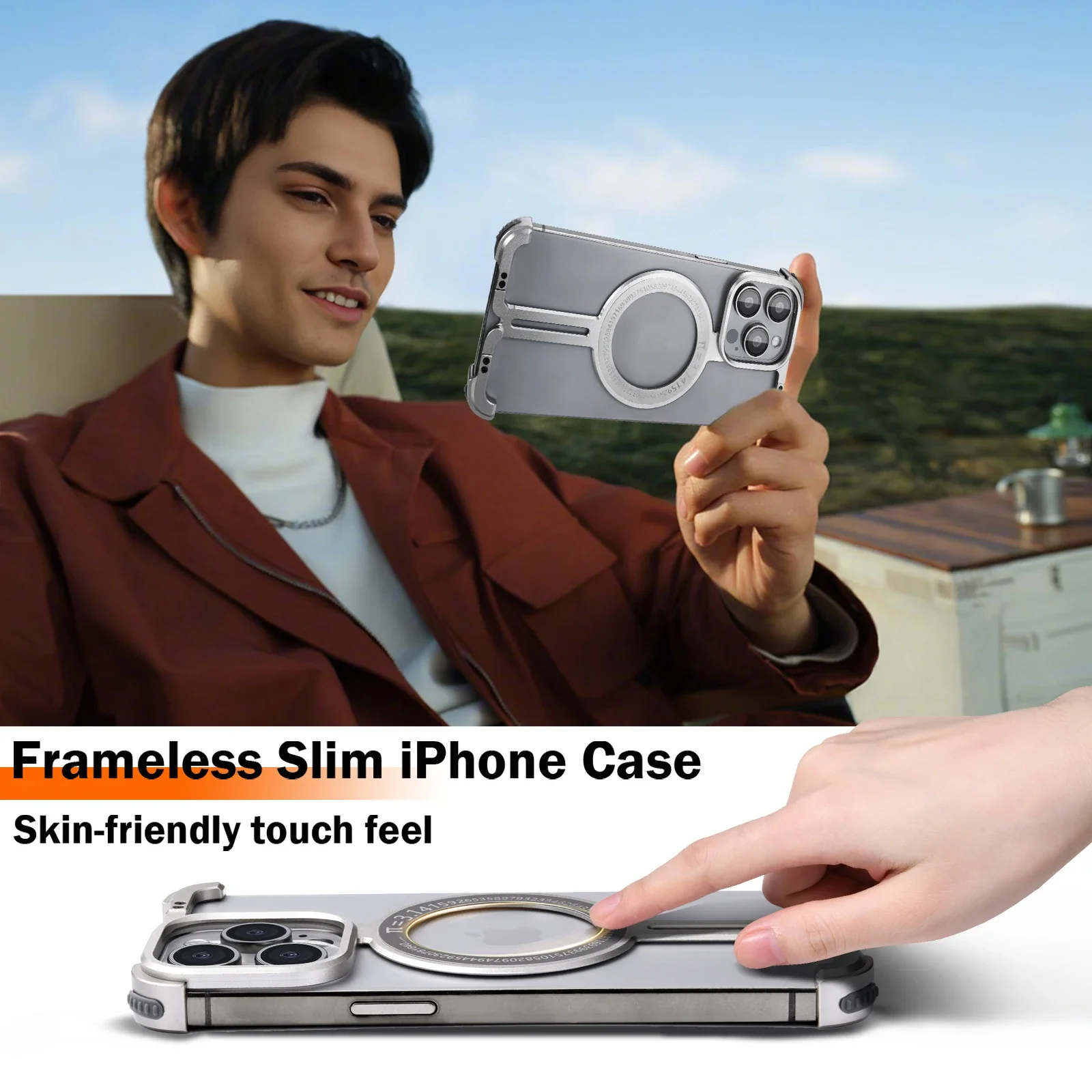 Чехол для телефона Oatsbasf Magsafe iPhone 15 Pro Max безрамный Тонкий чехол магнитный бампер