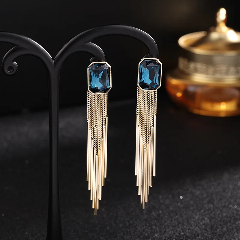 

2023 Classic Crystal Earrings Ladies Exaggerated Zircon Hanging Long Tassel Drop Earrings Fashion Women's Korean Earring Jewelry