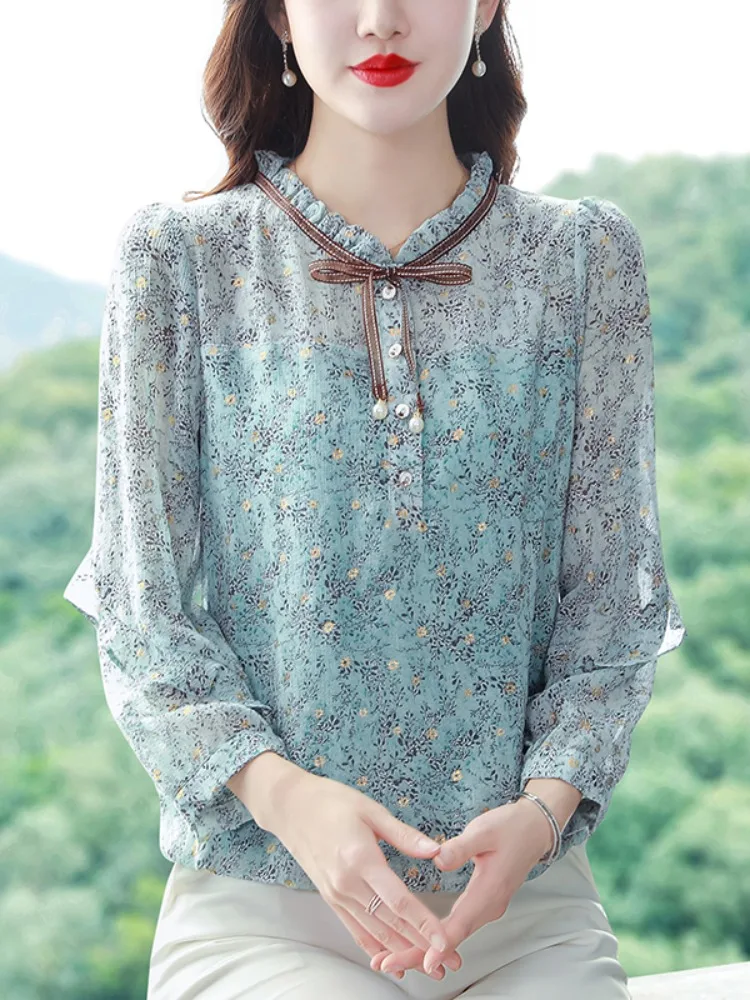 Женский Свободный Топ с длинным рукавом в западном стиле