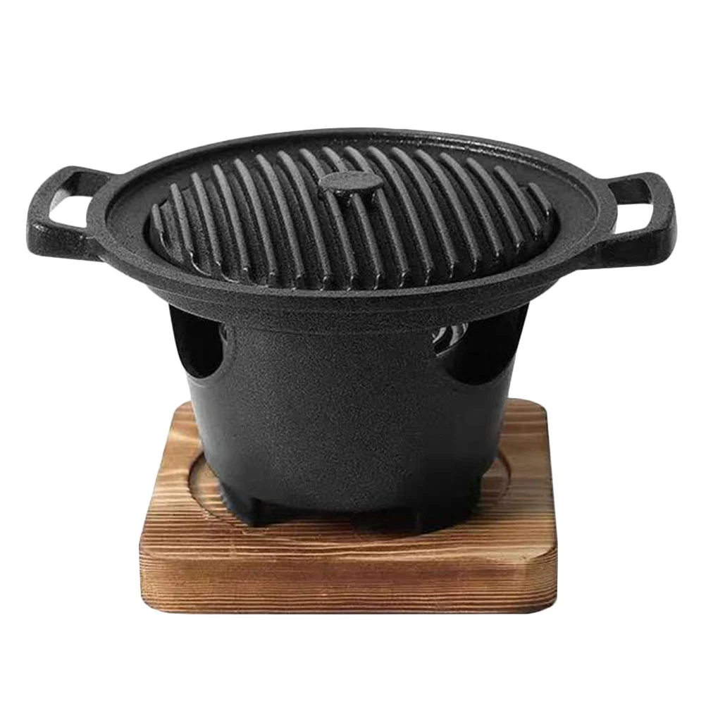 

Grill Japanese Charcoal Hibachi Stove Grilling Korean Table Iron Cast Barbecue Pan Indoor Plate Teppanyaki Serving Shichirin