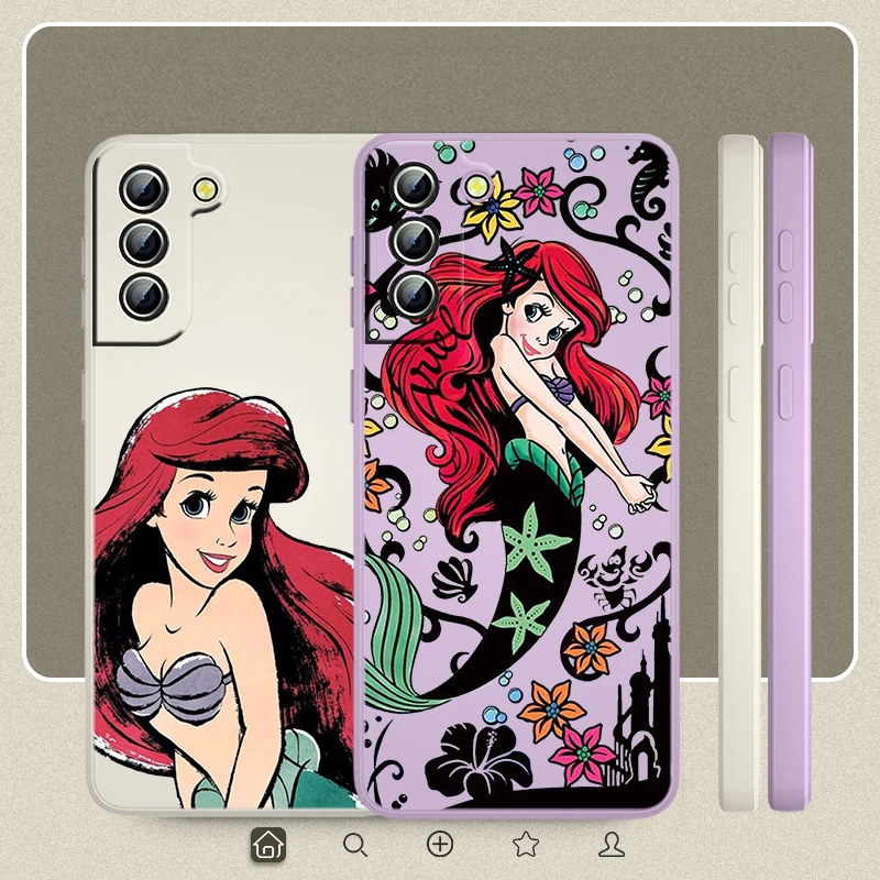 

Anime Girl Little Mermaid Case For Samsung Galaxy S22 S21 S20 S10 Note 20 10 Ultra Plus Pro FE Lite Liquid Rope Phone Cover Core