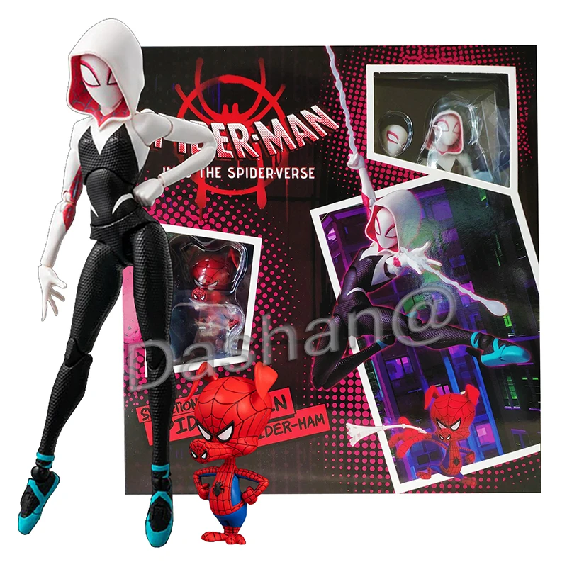 Spider Gwen Stacy Miles Action Figures Collection Marvel Into The Spider-verse Spider-ham Porker Toys