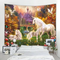 beautiful unicorn cartoon background decoration tapestry wall cloth mandala boho hippie wall tapestry wall covering party backgr