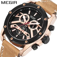 megir new style three dimensional design of large dial watch multi functional chronograph calendar waterproof sports2120