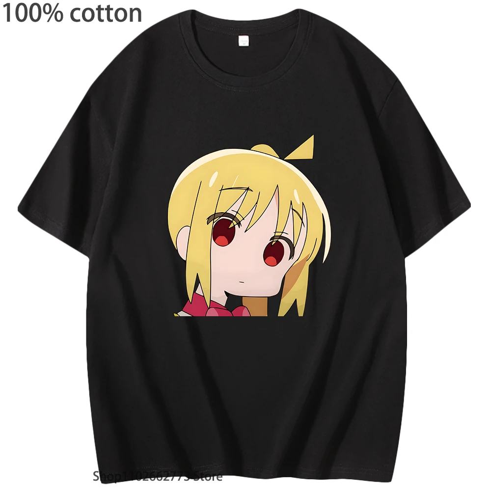 

BOCCHI THE ROCK Shirt Girls Nijika Ijichi Kawaii Cartoon Graphic Tshirts 100% Cotton Tops Women Clothes Short Sleeve Soft Casual
