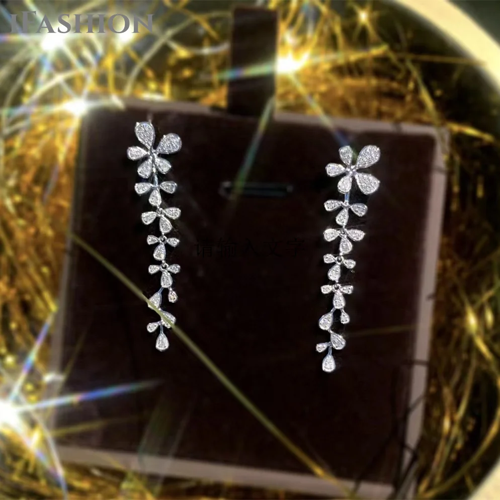 

IFASHION Природный бриллиант 0.40ct Женские серьги 18K Белое золото Снежные гвозди Свадебная вечеринка