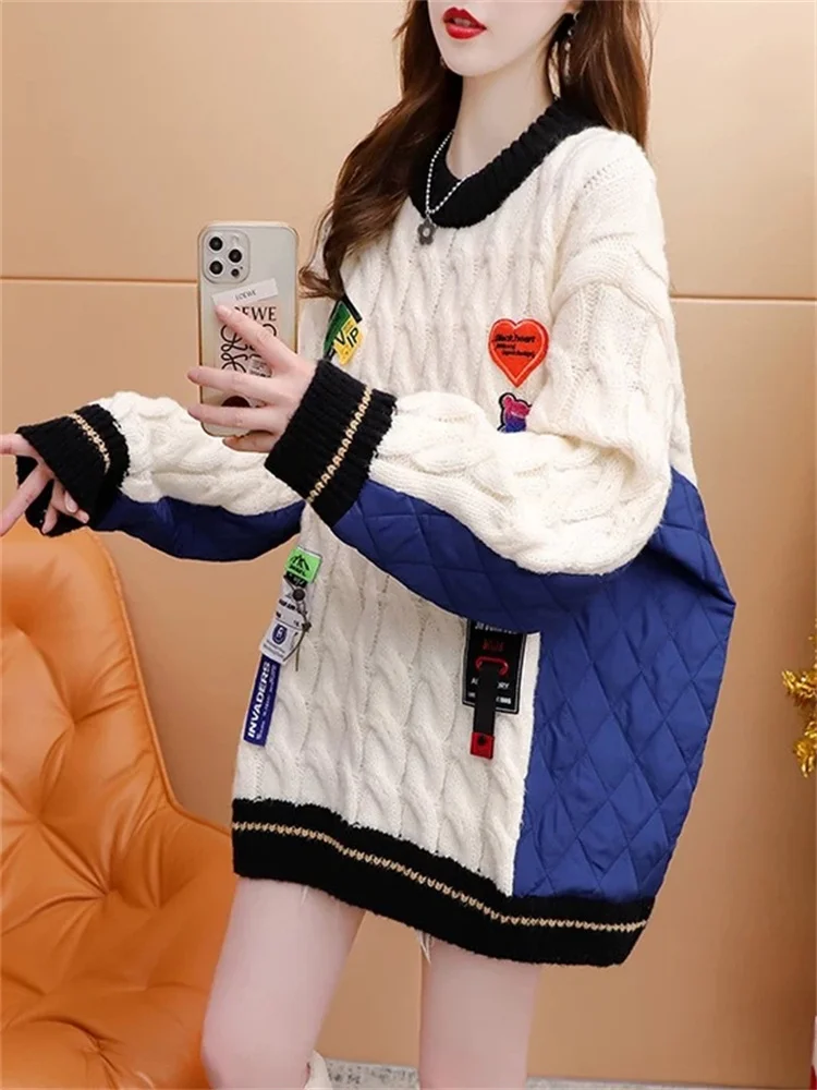 

Hsa Новый Зимний Рождественский женский свитер с оленем вязаный пуловер с вырезом лодочкой тянет корейский Топ с длинным рукавом Повседневный свободный толстый теплый топ