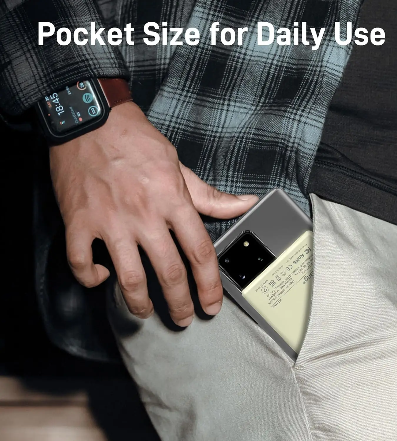 Auskang USB C ультратонкое портативное зарядное устройство 5000 мАч с встроенным