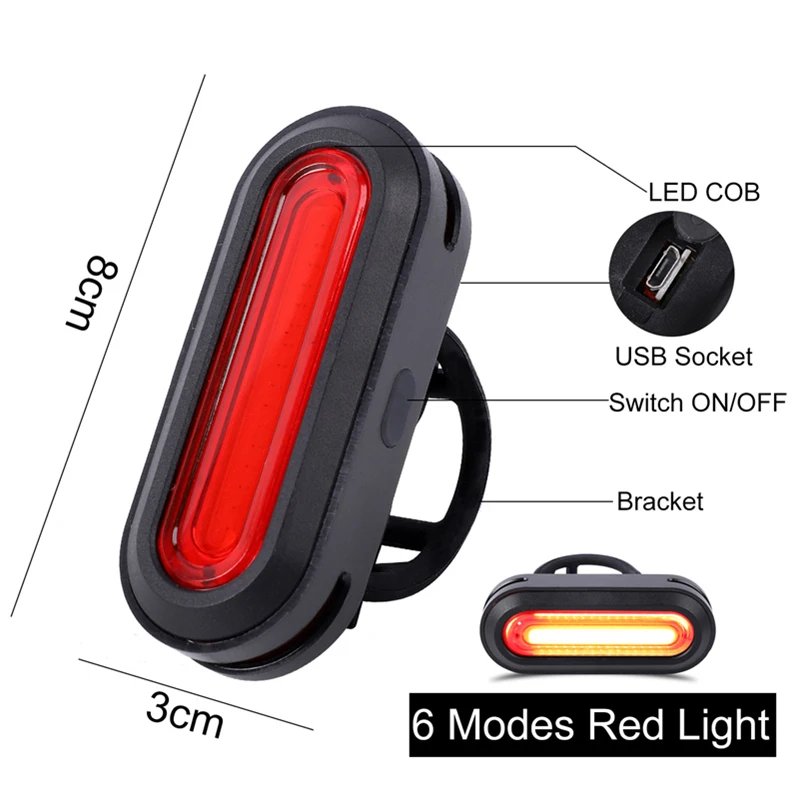 WEST BIKING Bicycle Rear Light USB Rechargeable LED Tail Light 6 Mode Cycling Safety Helmet Bag Flash Lamp Bike Accessories images - 6