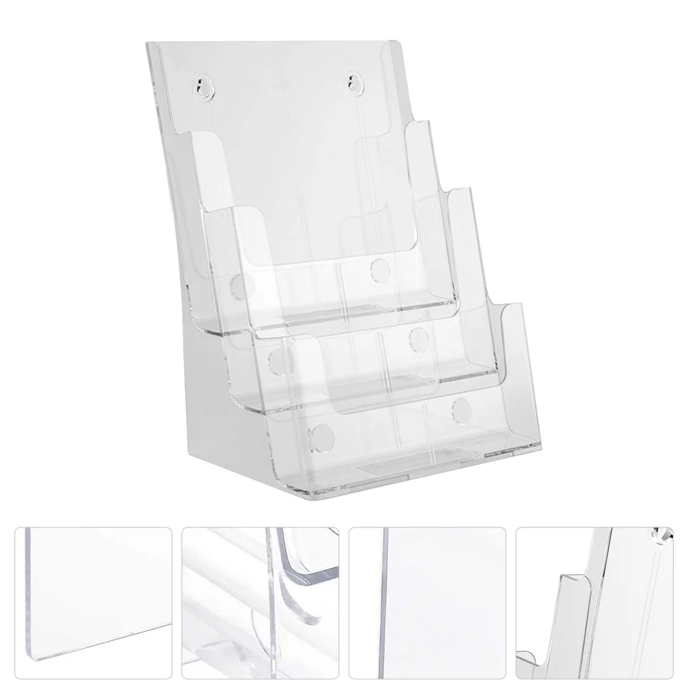 

Display Stand Literature Organizer Acrylic Storage Shelf Three-layer Magazine Office Supplies Desktop File Plastic