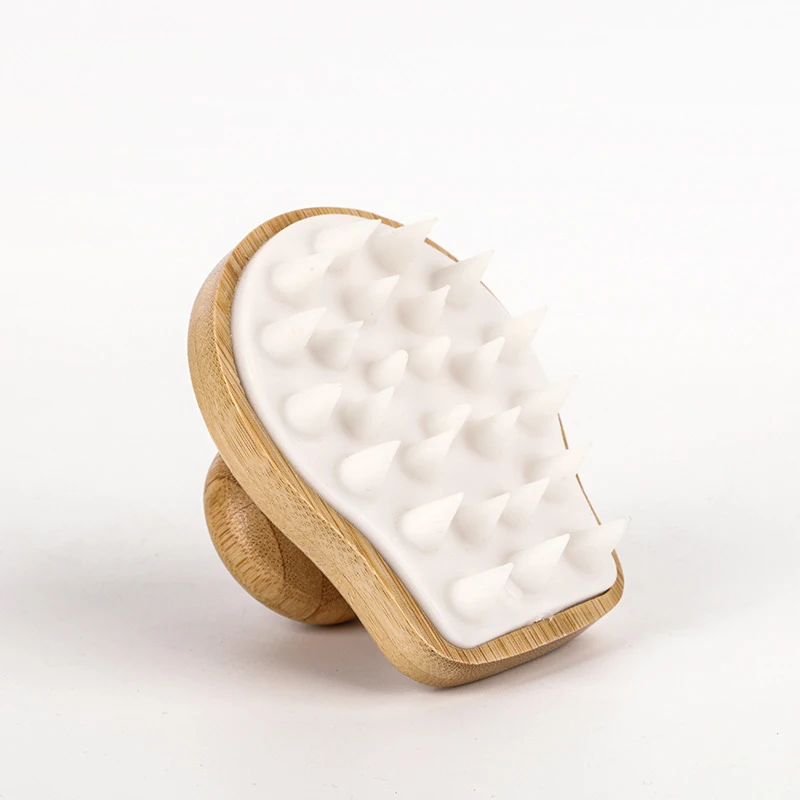 Силиконовая щетка для шампуня массажер кожи головы деревянная мытья крови тела