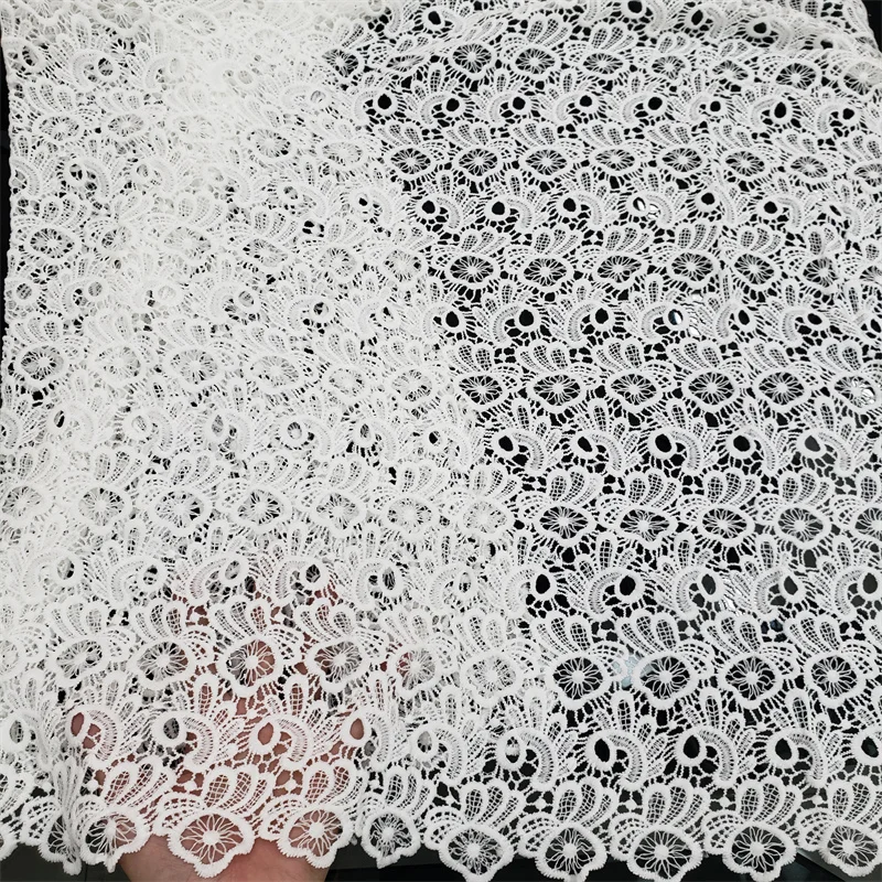 

Лидер продаж, новинка, мягкая Высококачественная Белая гипюровая ткань с 3D вышивкой для вечеринки, нигерийское вечернее платье KK511_R