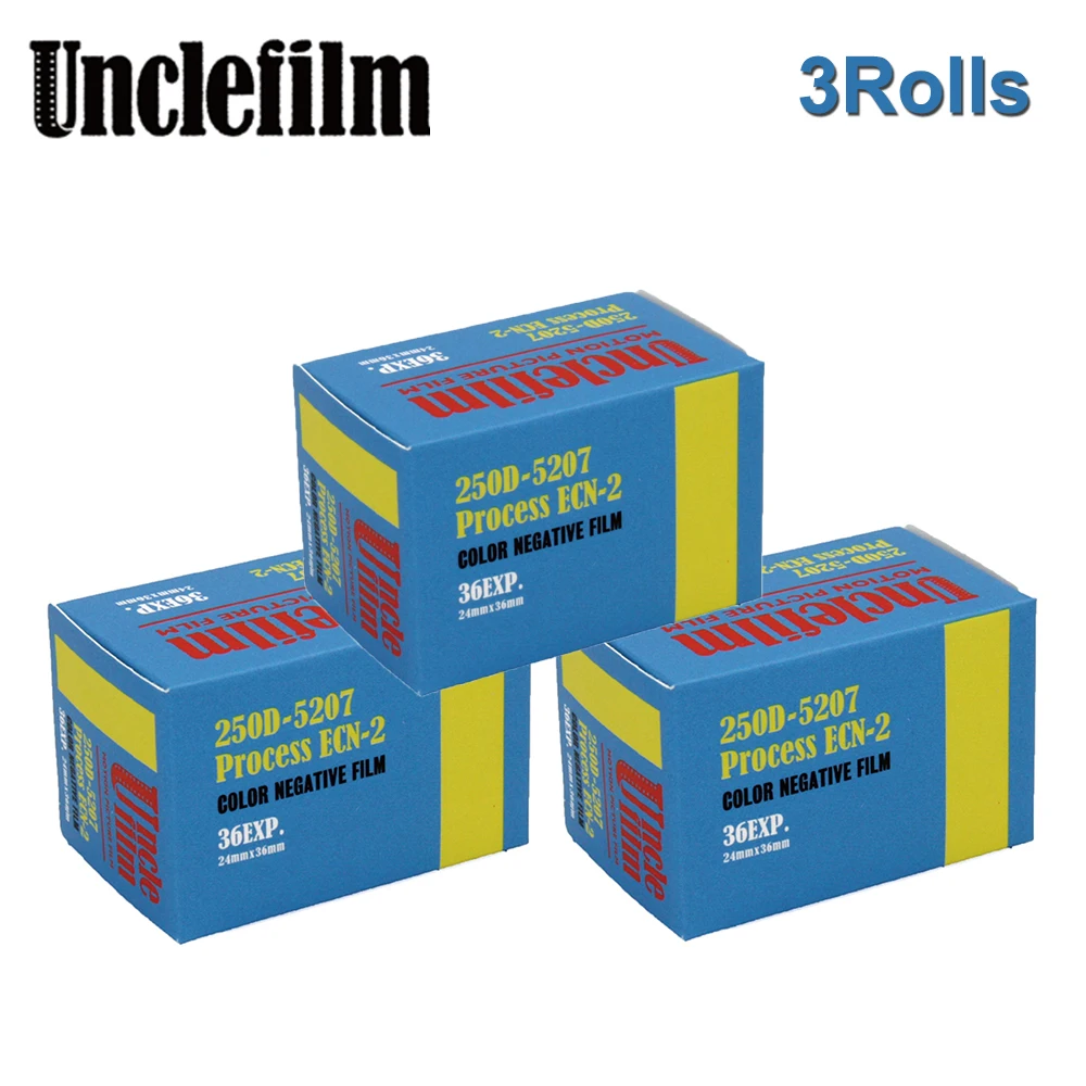 

3Rolls UncleFilm135 Color Film 5207 250D Daylight Negative Film 36 Sheets Per Roll 135mm Film