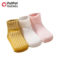 patpat 3 pairs socks new born baby accessories kid girl clothes things for babies newborn toddler simple plain ribbed socks