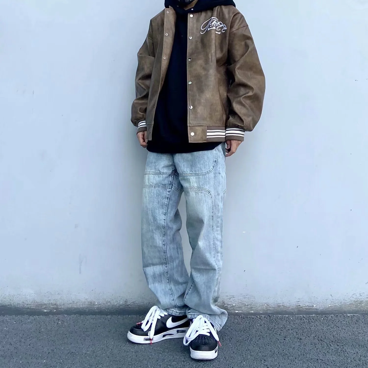 High Street Light Jeans Men's Functional Straight Tube Loose Falling Feeling Thin Trend Retro Hip-hop Wide Leg Dad Pants