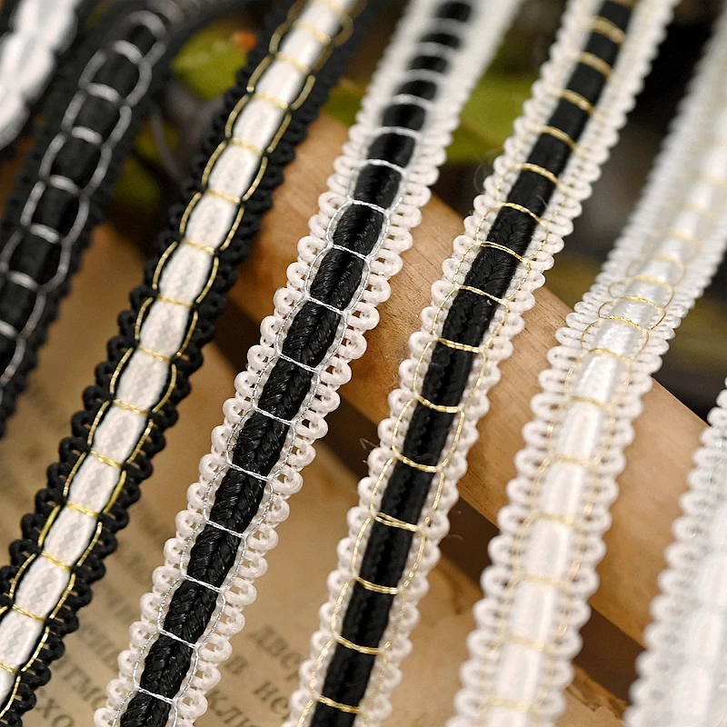 Черно-белая вязаная плетеная кружевная лента высокое качество поделки своими