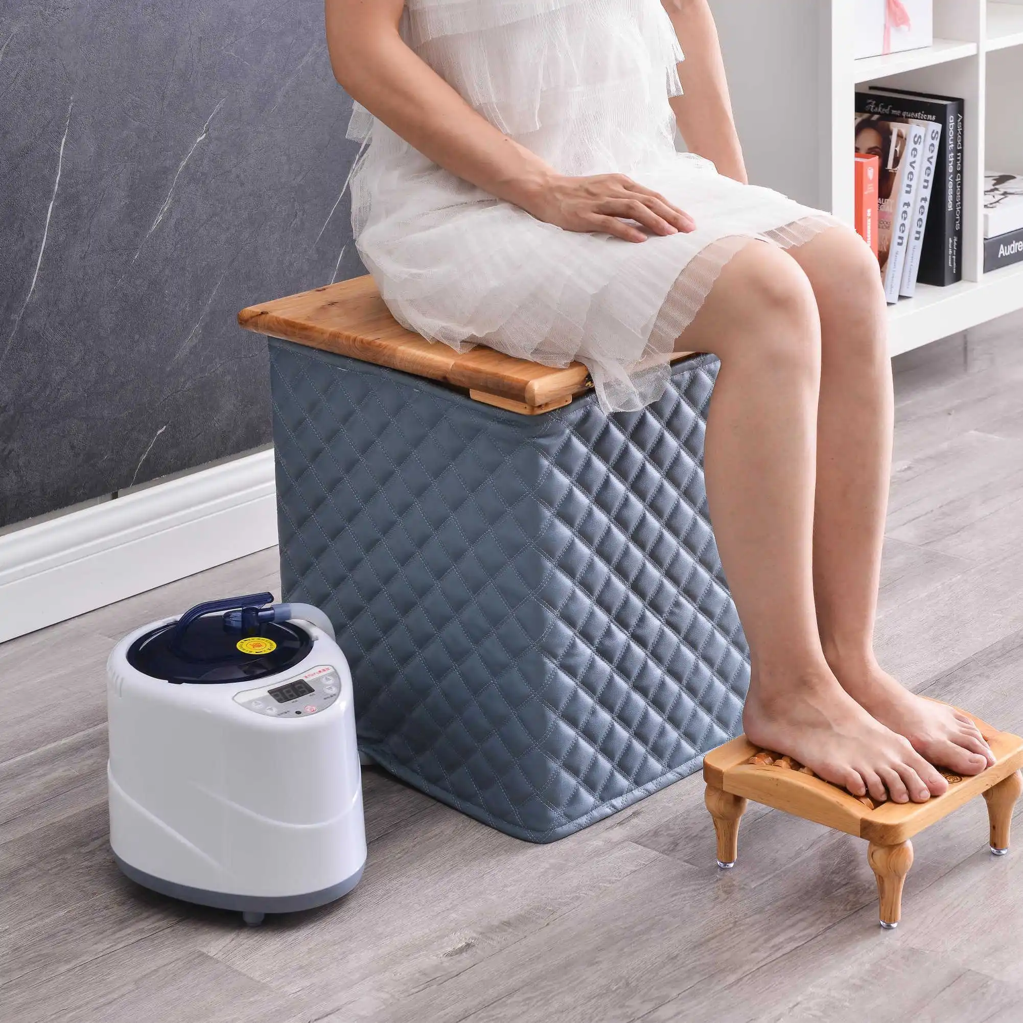

Foldable wooden yoni steam chair beauty salon vsteam spa health care