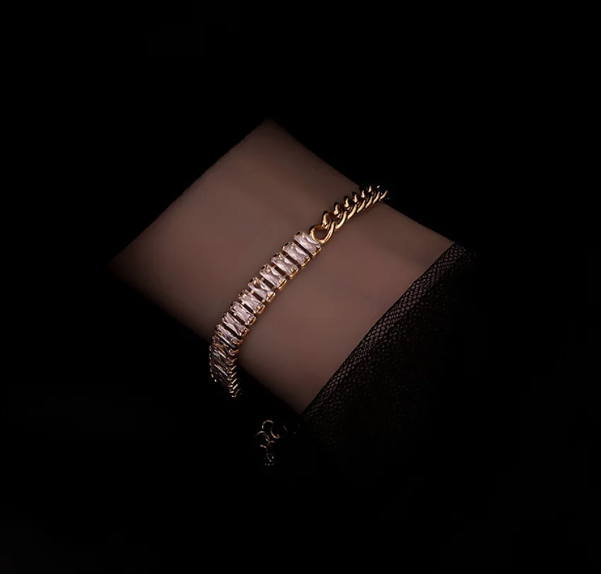 

Titanium steel non fading simple splicing hip hop Adjustable zircon Bracelets for women Fashion Jewelry (5pcs of free shipping)