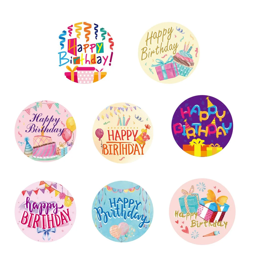 

Birthday Stickers Sticker Party Labels Gift Label Envelope Decal Decorative Sealing Favor Happy Adhesive Supplies Paper Shower