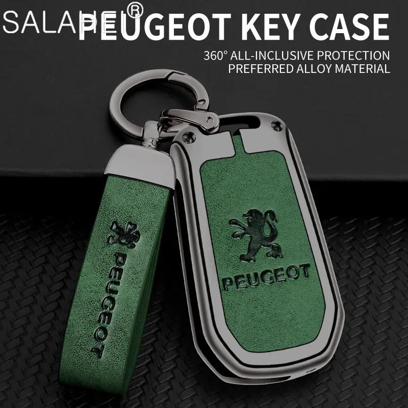 

Metal Car Key Case Keyring Leather Keychain For Peugeot 3008 208 308 RCZ 508 408 2008 407 307 207 4008 Auto Styling Accessories