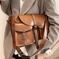 british retro college style large shoulder bag 2022 new pu leather womens designer handbag luxury brand shoulder messenger bag