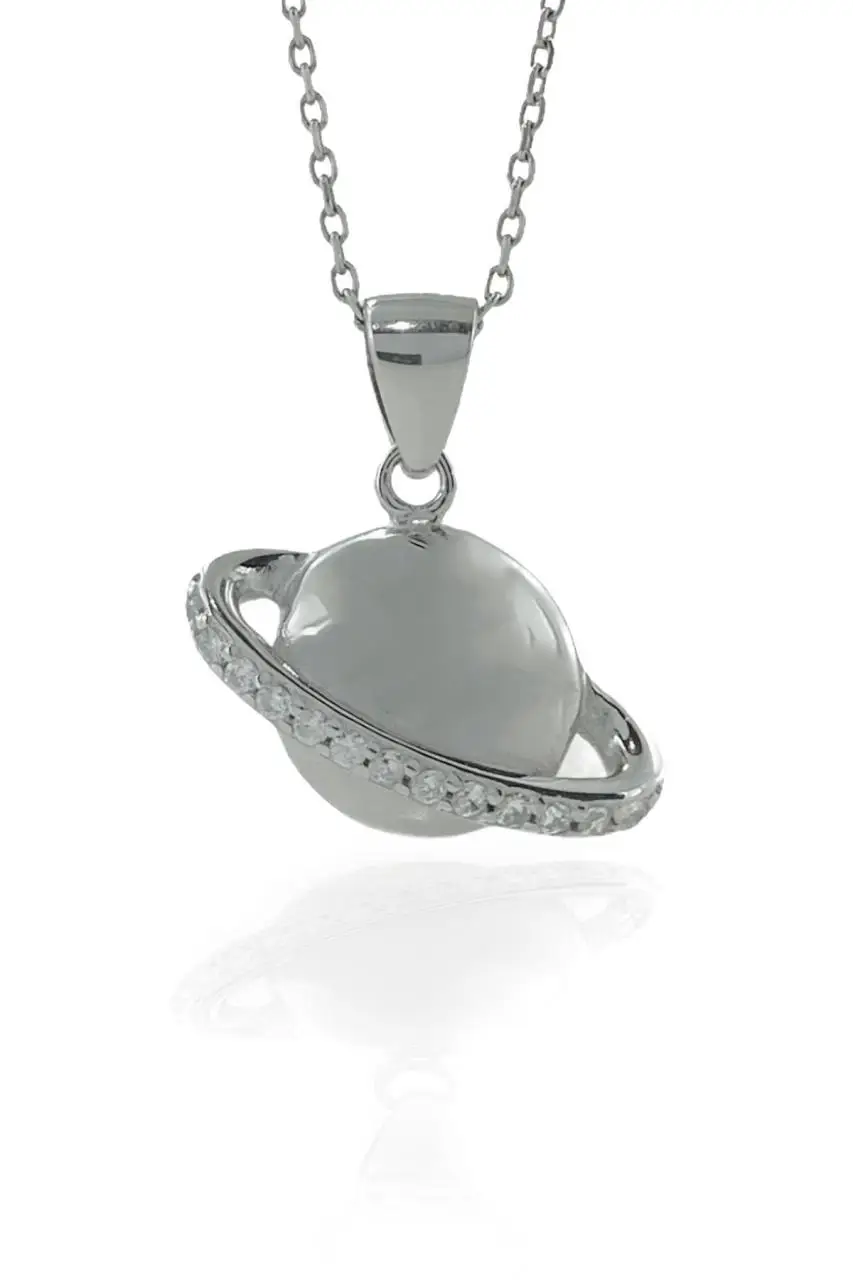 

Imported Quality Saturn Planet 925 Silver Necklace