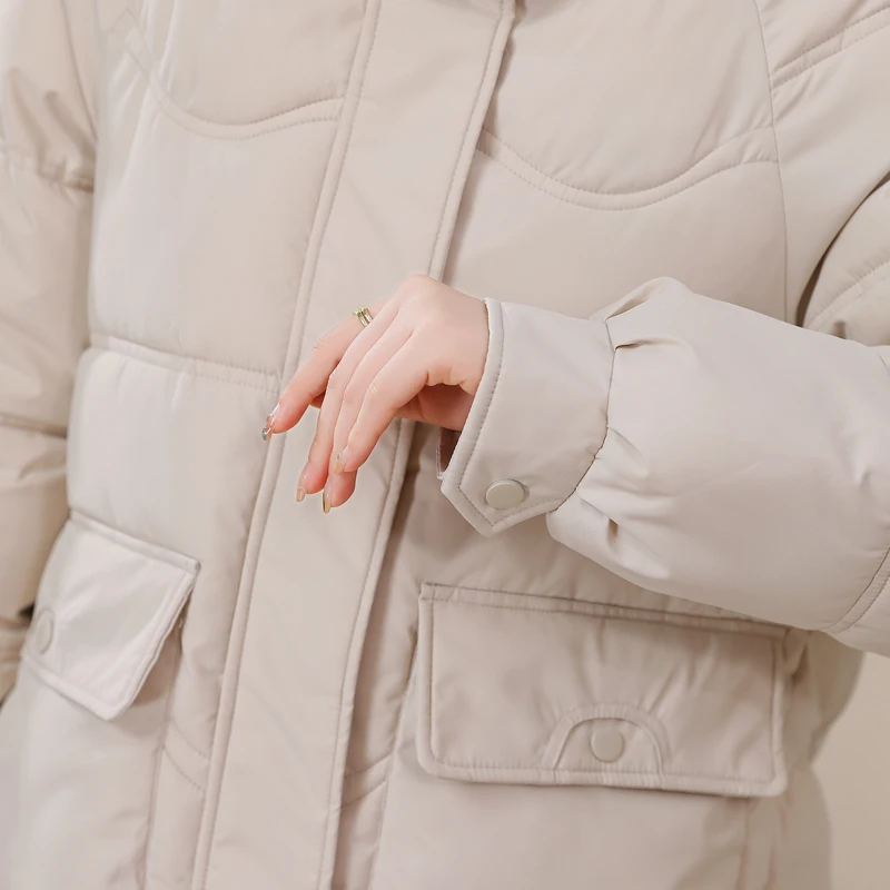 Зимняя куртка новинка 2024 Женская парка одежда длинное пальто с капюшоном толстая