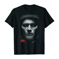 unique design retro classic movies sons of anarchy half skull face t shirt summer cotton short sleeve o neck mens t shirt new