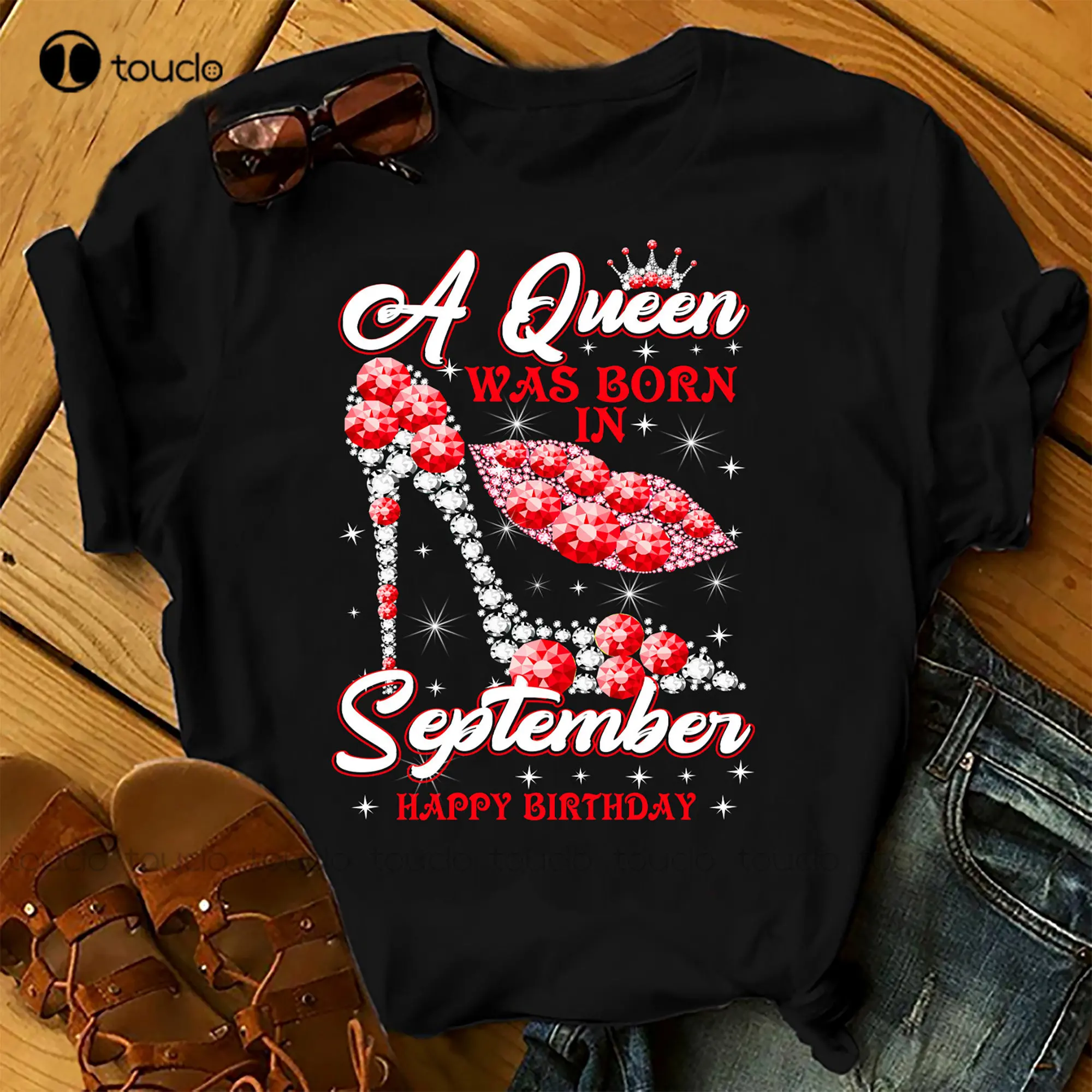 Женская футболка на день рождения с надписью «A Queen Was Born», летние топы, пляжные футболки, белые футболки для женщин, унисекс, новинка