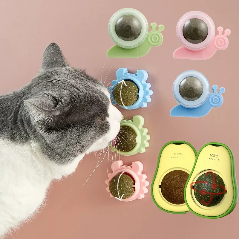 

New Catnip Pure Natural Cats Candy Snack Ball Rotatable Toy Cat Molar Toothpaste Edible Bolus Teeth Cleaning Bite-resistant Toys