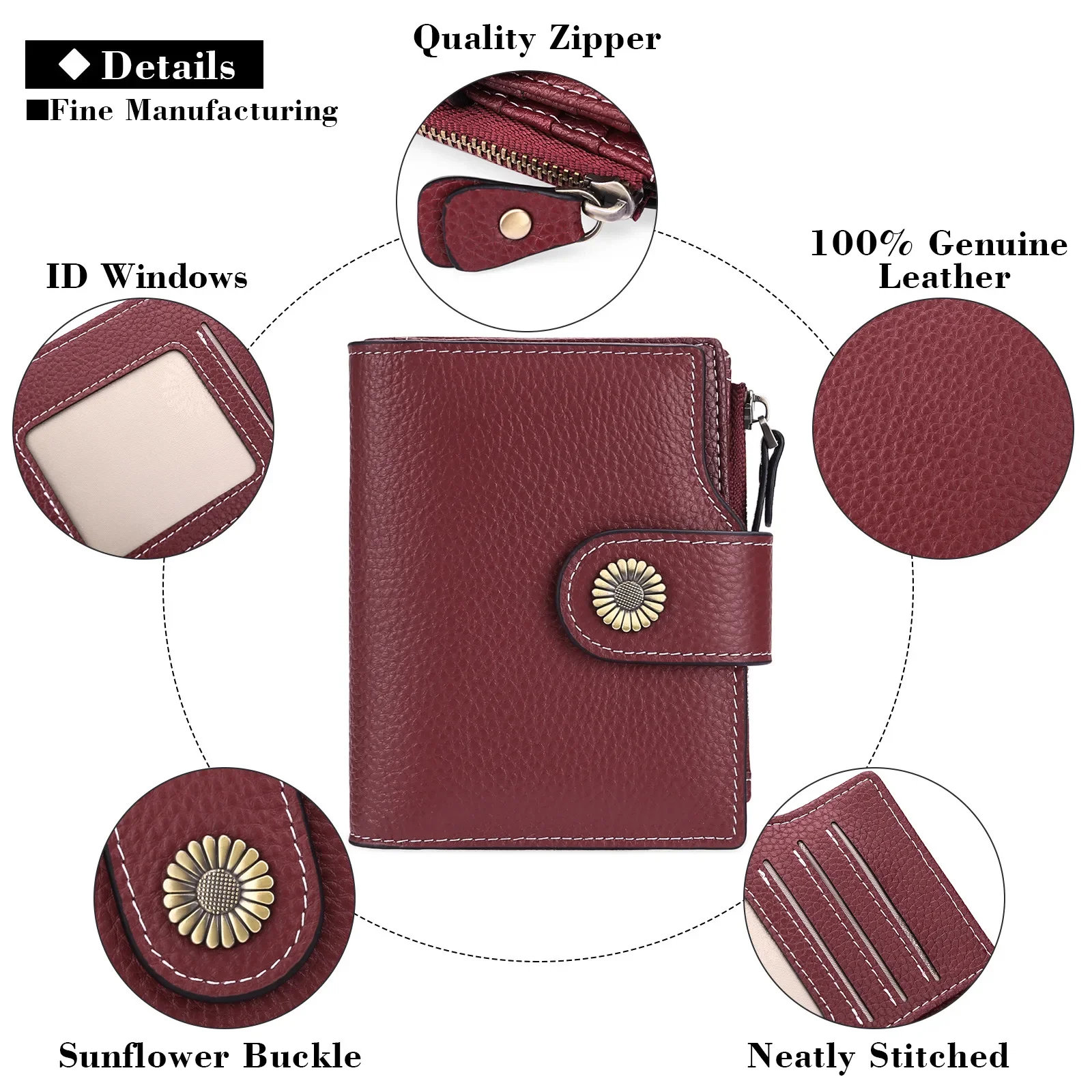 Zency противоугонный RFID натуральная кожа женский короткий кошелек держатель для