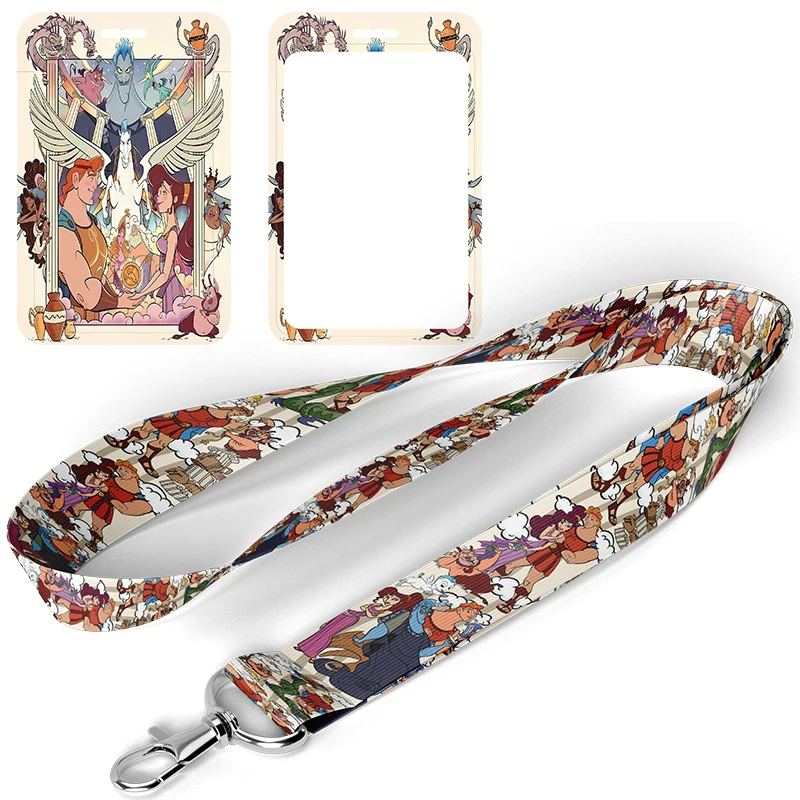 Шнурки A2643 с героями мультфильмов Hercules для шеи, ремешки для ключей, удостоверения личности, ремешки для сотового телефона, USB-держатель для бейджа, аксессуары для брелоков